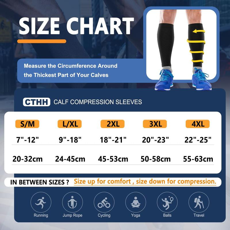 Tinylemon 3 Pairs 15-20Mmhg Calf Compression Sleeves for Women Men Leg Support Running Shin Splints Relief Knee Saver Wellknee Plaster Black Healthcare Tool Patellaband